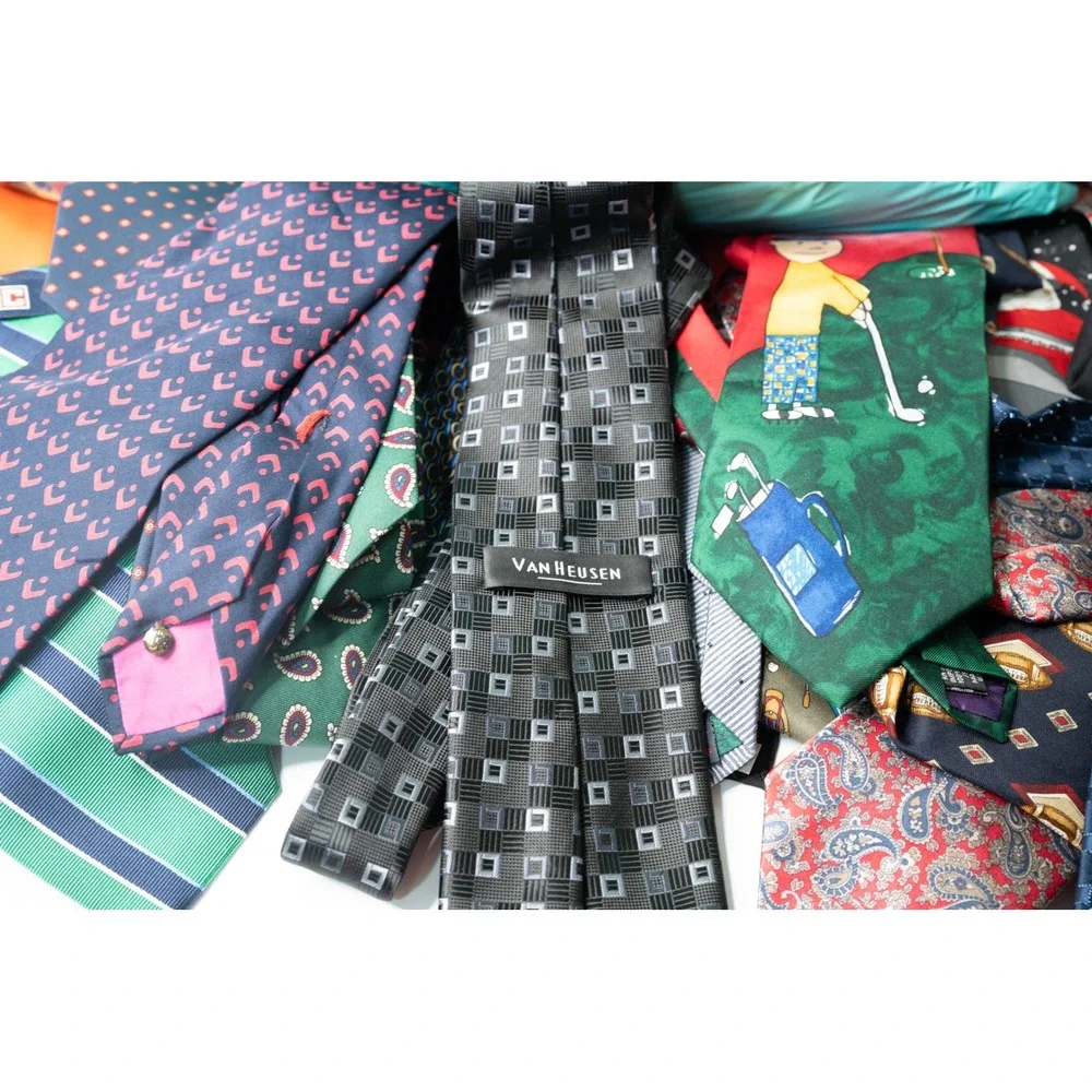 Mens Necktie Lot 6lb Assorted Brands Chaps Van Heusen Izod Silk Novelty Ties